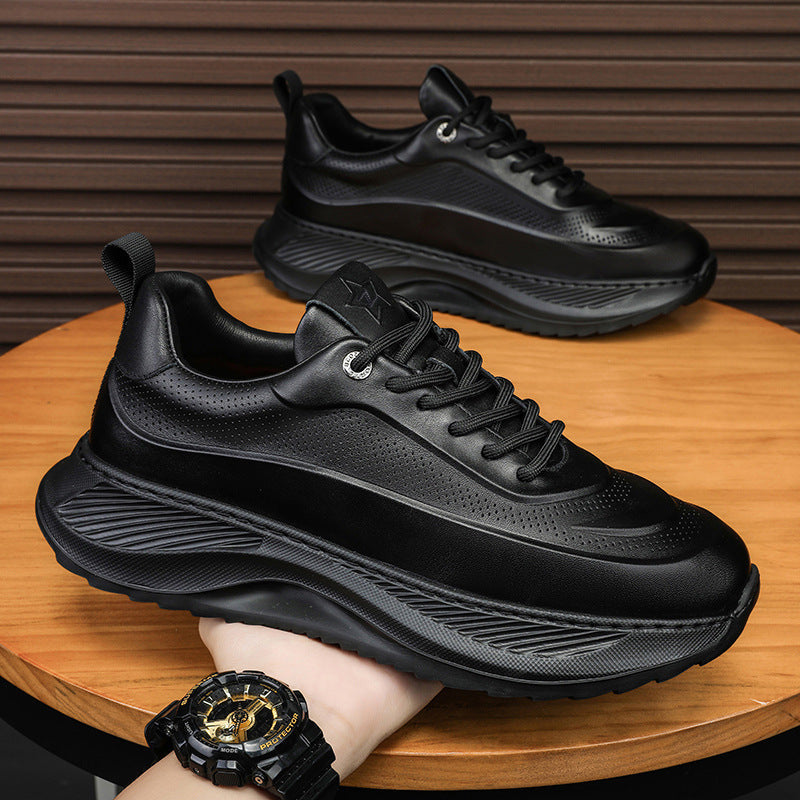 Men’s Thick-Soled Sports Shoes – Casual Breathable Lace-Up Sneakers