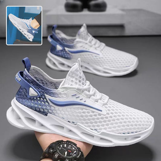 Men’s Lace-Up Mesh Sneakers – Hollow-Sole Low-Top Running Shoes