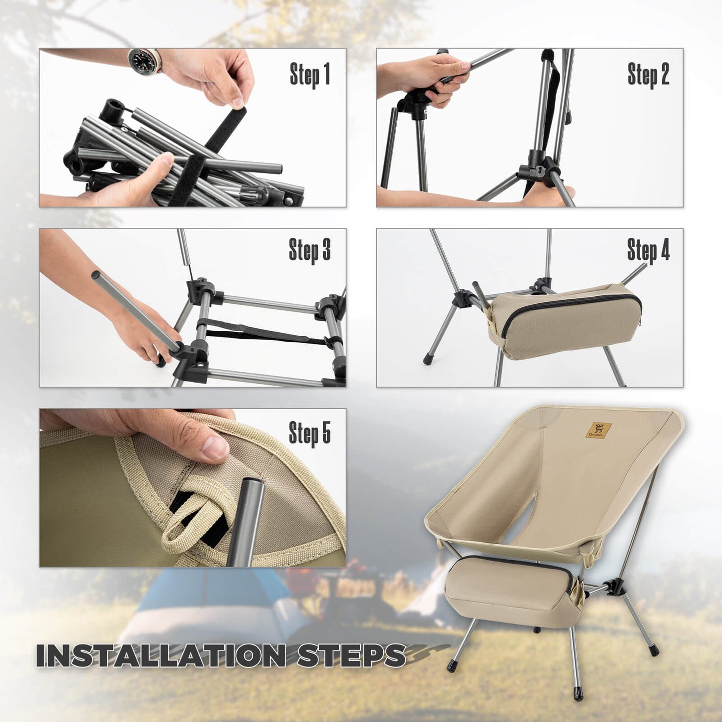 Lightweight Folding Camp Chair – Portable with Storage Bag