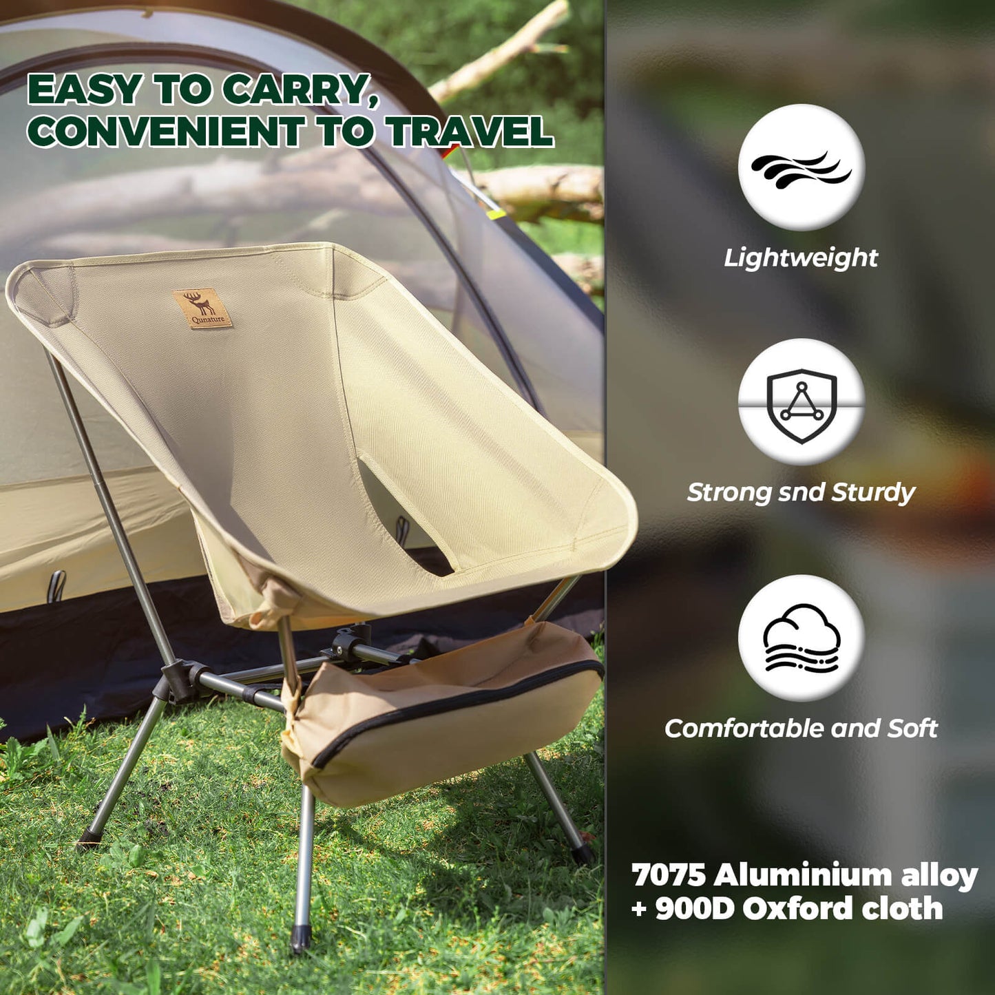 Lightweight Folding Camp Chair – Portable with Storage Bag